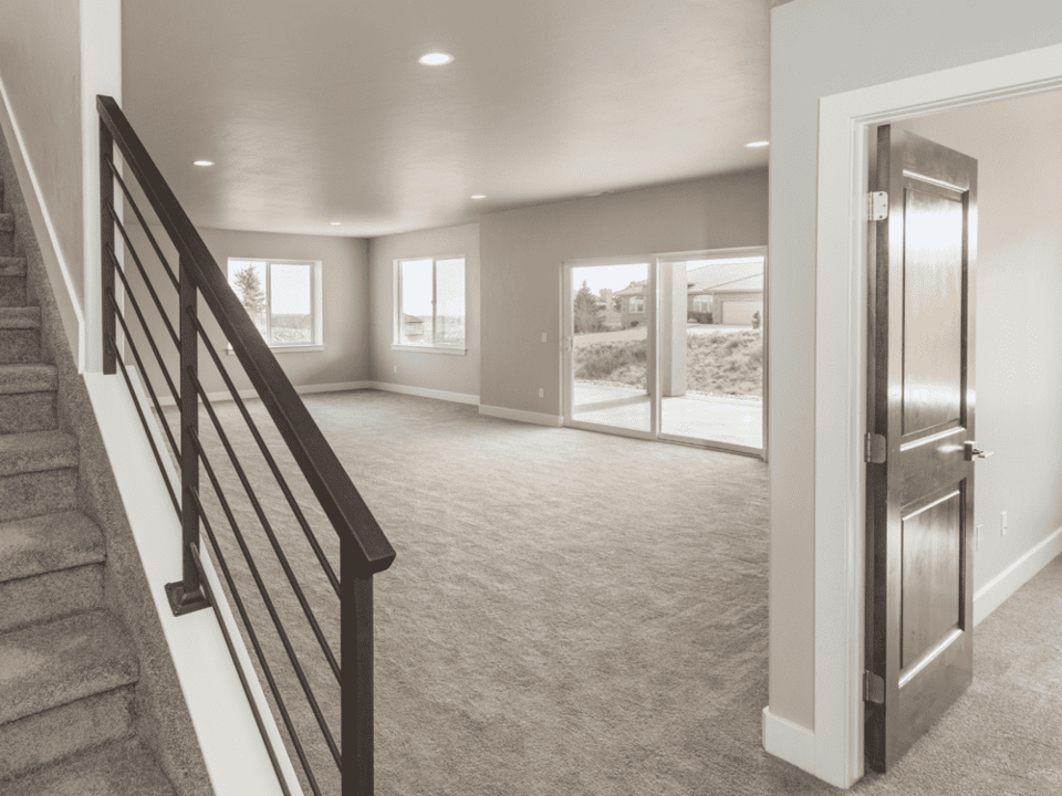 Interior view of finished basement in Central Connecticut