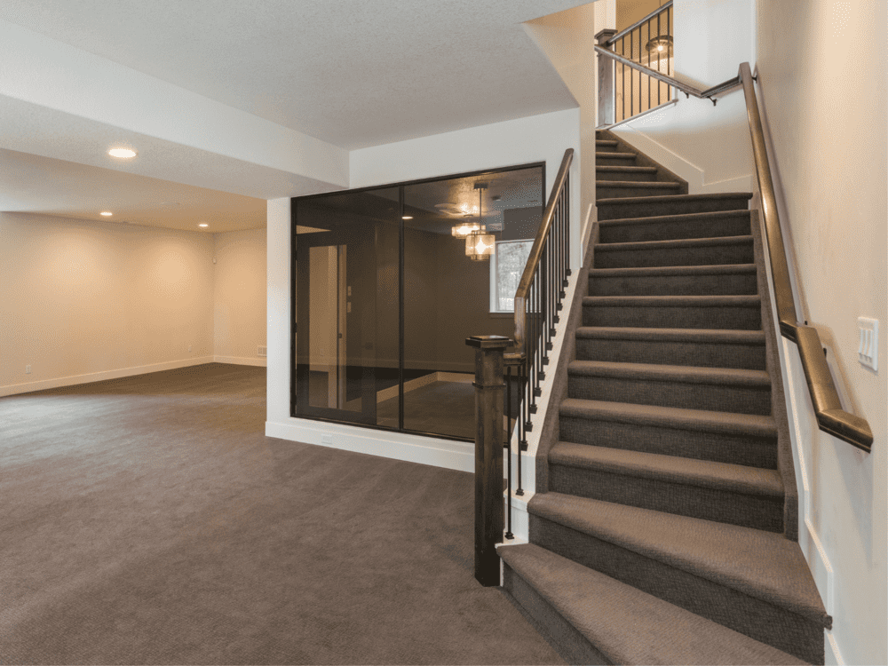 Riverbend Renovations Basement renovation with stairs
