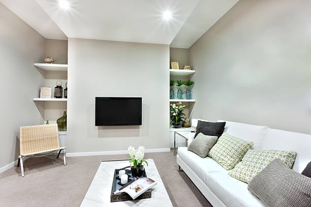 Stock Photo of Basement Remodel Living Room