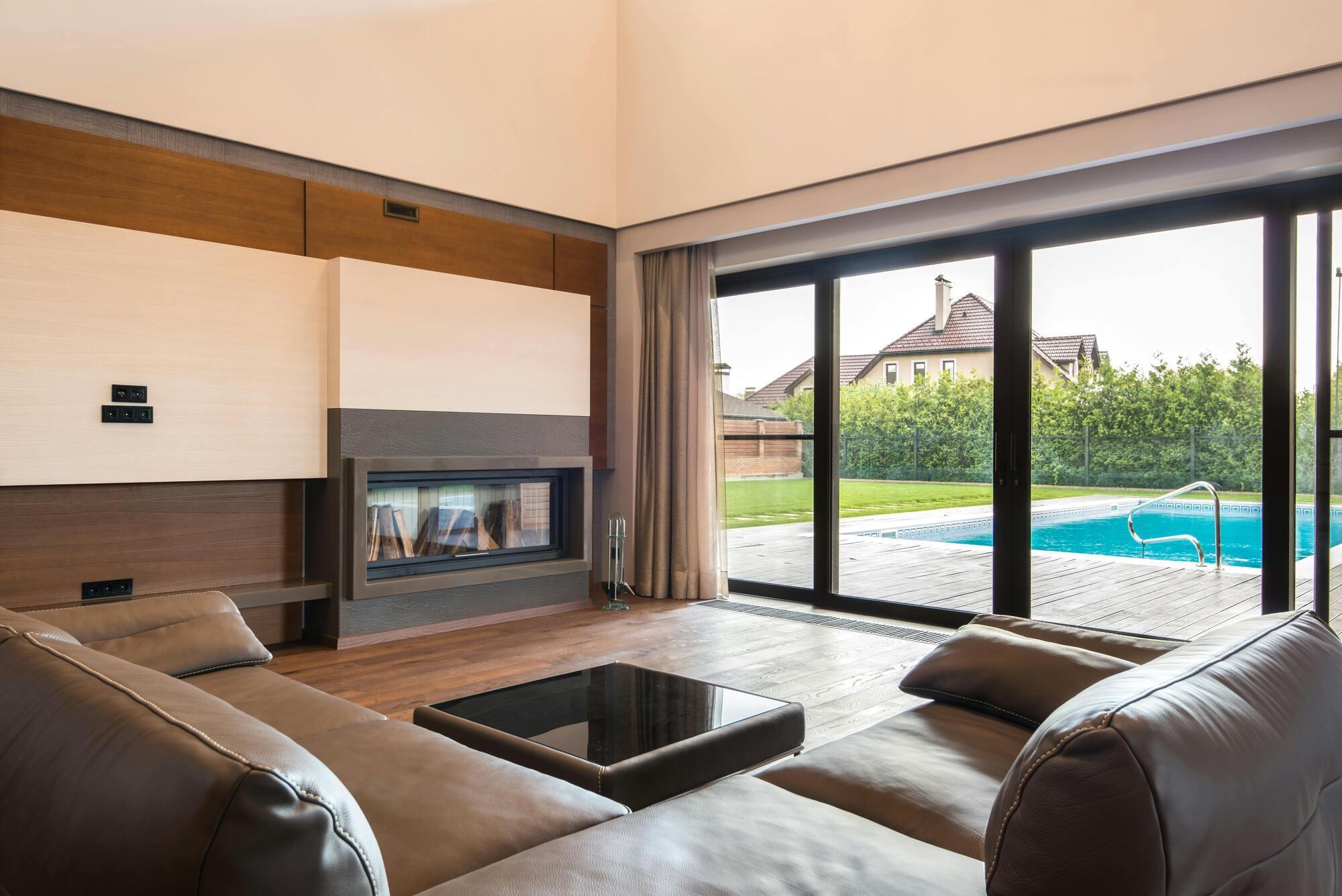 Sliding Door Replacement Connecticut Living Room Pool View